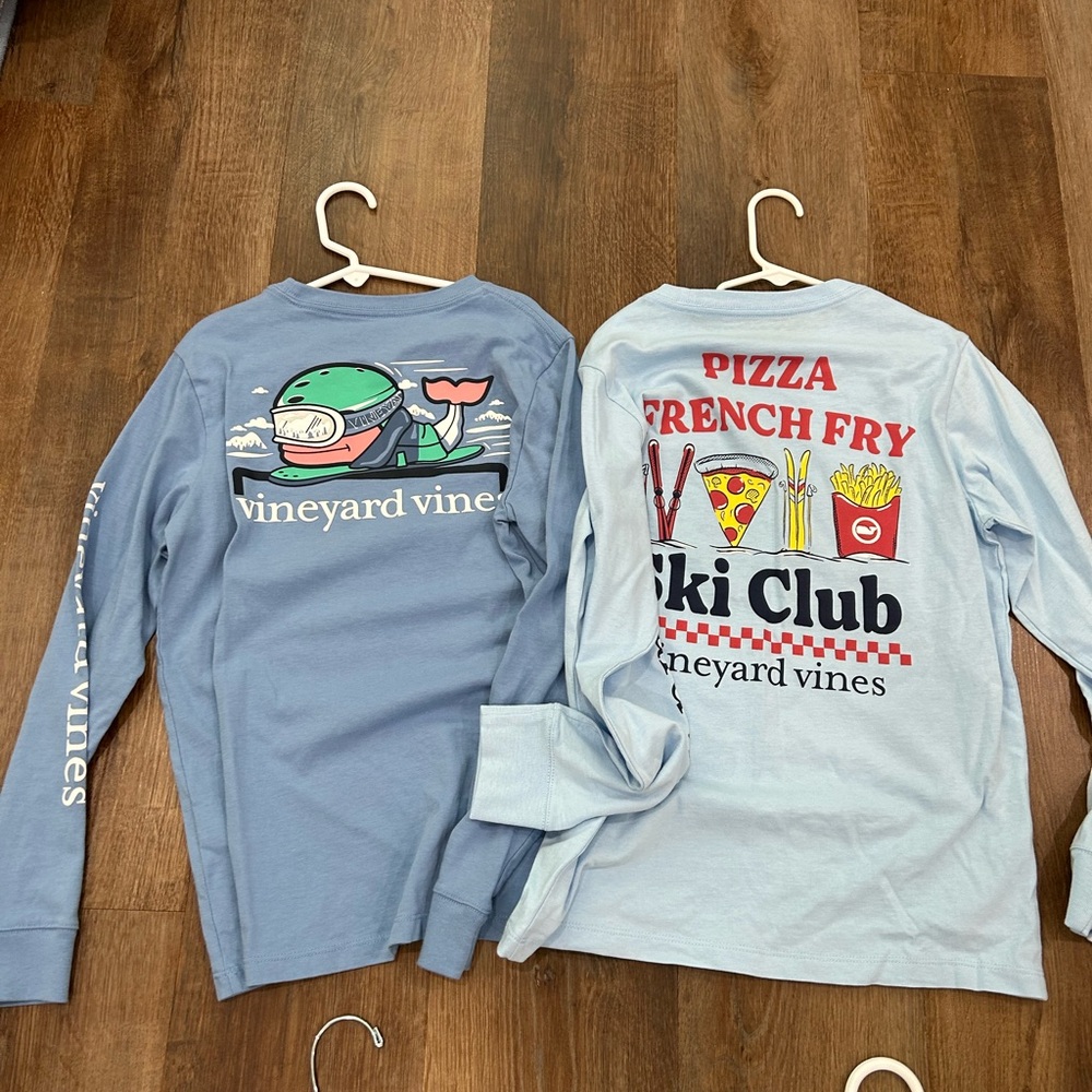 Vineyard Vines Kids Light Blue Ski Club Long Sleeve Tees